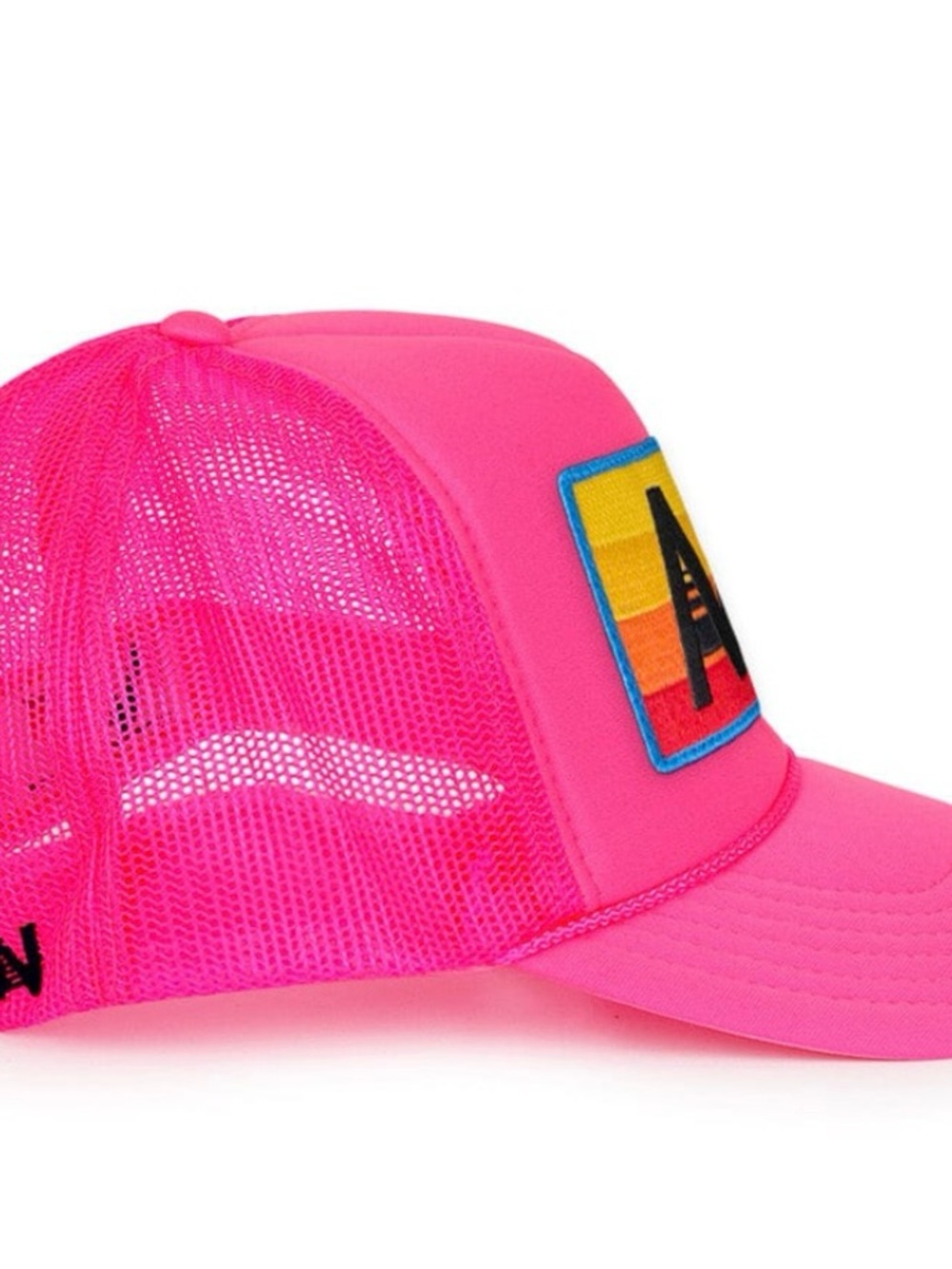 Aviator Nation Neon Pink Trucker Hat with Sunset Patch - Picture 2 of 8